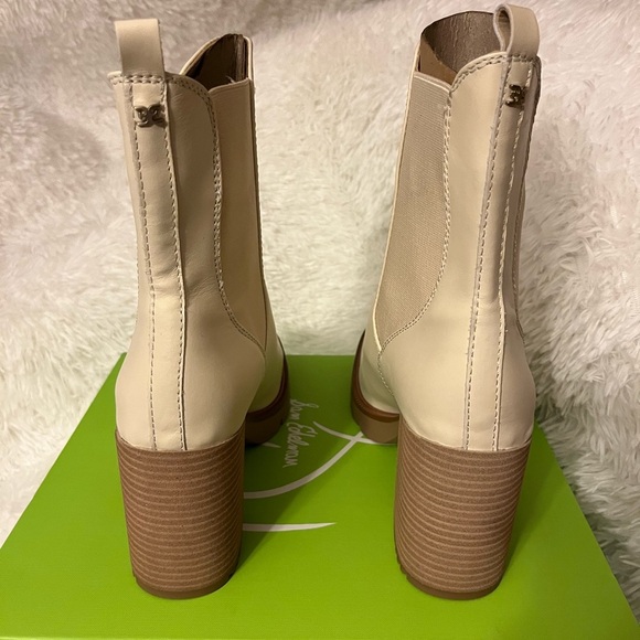 NWT Sam Edelman Rollins Block Heel Chelsea Boot in Modern Ivory - Picture 7 of 13